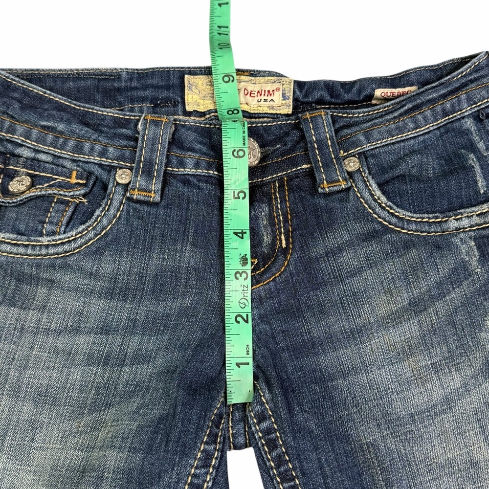 MEK Denim Dark Wash Low Rise Paint Splatter Quebec Boot Cut Jeans - Size 25/34 - Picture 14 of 15